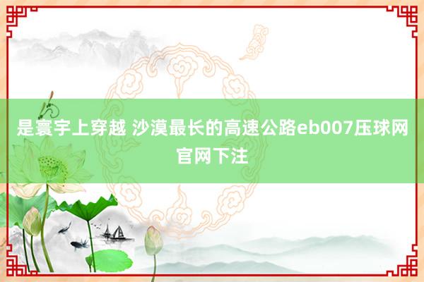 是寰宇上穿越 沙漠最长的高速公路eb007压球网官网下注