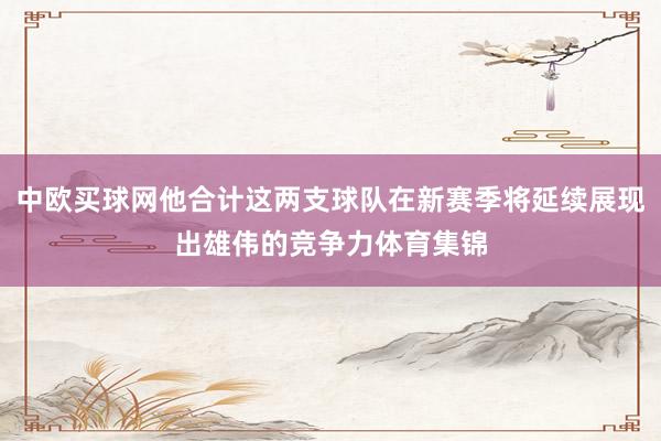 中欧买球网他合计这两支球队在新赛季将延续展现出雄伟的竞争力体育集锦